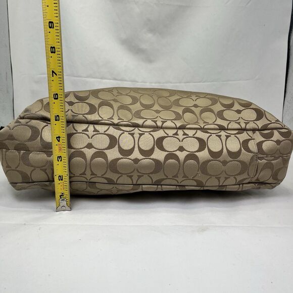 COACH Ashley Signature Sateen Carryall Shoulder Bag E1259-F15510 Khaki/Brown - Picture 8 of 16